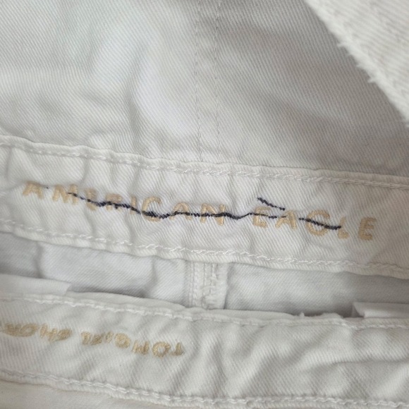 American Eagle Outfitters‎ White Denim Tomgirl Shortalls Rainbow Strap Size S - Picture 5 of 7